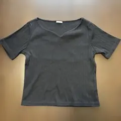 GU リブ 半袖 Tシャツ ブラック