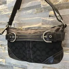COACH　コーチ　ワンショルダー バッグ　シグネチャー　レザー　ブラック