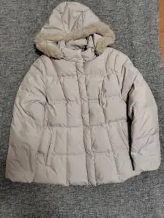 薄いピンク フード付きダウンジャケット　取り外し可能