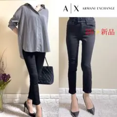 新品！A|X アルマーニ　裾スリットファスナー　スキニーブラックデニム　26Sのサムネイル