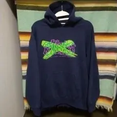 90s　old stussy　スウェットパーカー　紺タグ　スカル　ヴィンテージ