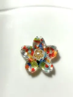 ハンドメイドレジン　花形　ヘアゴム　琉球ガラス