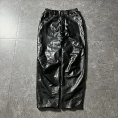 90s ヴィンテージ テーパードパンツ 立体裁断 リアルレザー 日本製 黒 M