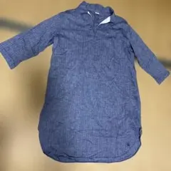 AIGLE ヘリンボーン 長袖シャツ チュニック丈 M コットン　綿　100%のサムネイル
