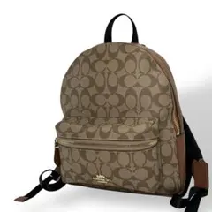 コーチ　シグネチャー　リュック　バックパック　ロゴ　ブラウン　PVCレザー