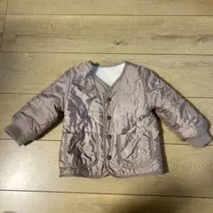 ベージュ キルト　ホワイト　ボア　リバーシブル　ジャケット　ジャンパー　80