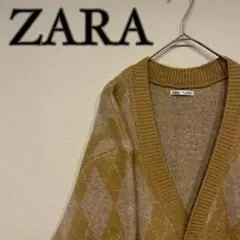 【美品】ZARA ザラ アーガイル柄 厚手 オーバーシルエット カーディガン
