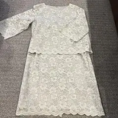 □アテニア コレクション レース使いセットアップ ホワイト Lサイズ 