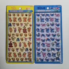ボンボンドロップシールミニ　プーさん　スティッチ