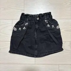 ZARA デニムスカート 花柄刺繍 110cm
