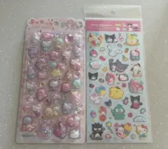 正規品2点サンリオ うるちゅるPOP SEAL &ラメ入り樹脂もりシール キティ