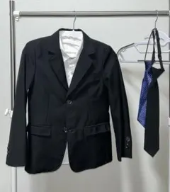 男の子 140 スーツ上下シャツネクタイセット 冠婚葬祭 ブラック