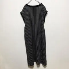 a.v.v ストライプ柄ワンピース 38 ブラック×ホワイト レーヨン混 涼しげ