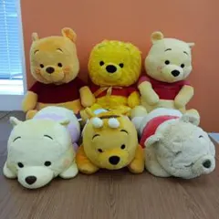 タグ付き　くまのプーさん　ビッグサイズ　ぬいぐるみ　6点セット　プライズ
