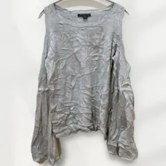 アメリカンイーグル オープンショルダー サマーニット M ベルスリーブ グレー