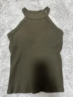 UNIQLO ホルターネックブラタンクトップ　カーキ Lサイズ