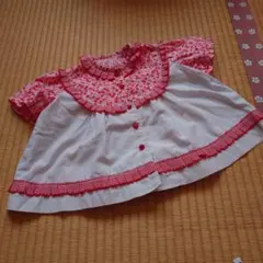 ハンドメイド　半袖ブラウスワンピース　3歳児くらい