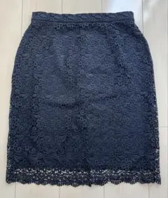 hana様専用　ユニクロ　紺色　花柄レーススカート　XLサイズ