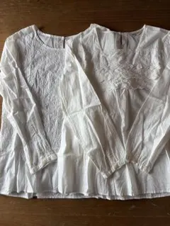 サマンサモスモス　　刺繍入りホワイト長袖ブラウス2枚セット