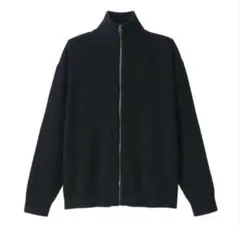 無印良品　畦編みフルジップセーター　ドライバーズニット XL ブラック