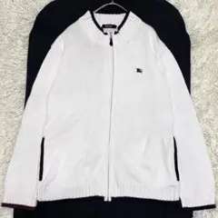 【良品✨】バーバリーブラックレーベル ドライバーズニット ホースロゴ 刺繍 白