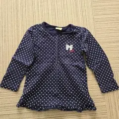 moujonjon ネイビー 水玉 長袖Tシャツ95cm