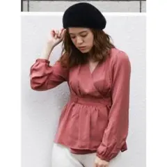 dazzlin カシュクールデザイン 長袖ブラウス テラコッタのサムネイル