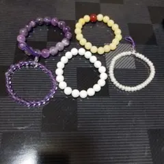 天然石とガラスビーズのブレスレットセット ５セット
