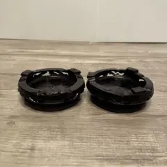 E-壁 【2個セット】木製 丸台座 飾り台 黒檀調 華台 唐木彫刻 骨董品香炉台