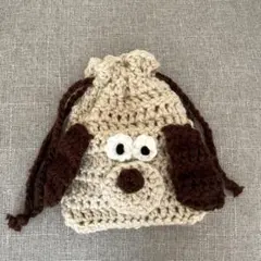 いぬの巾着袋♡かぎ針編み　ハンドメイド　ベージュ