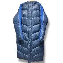 adidas アディダス ダウン ベンチ O ネイビー ストライプ 防寒 ロング