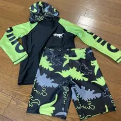 120 キッズ 男の子 水着 ラッシュガード 恐竜柄 3点セット