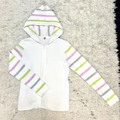 courreges ジップアップパーカー ボーダー ホワイトのサムネイル