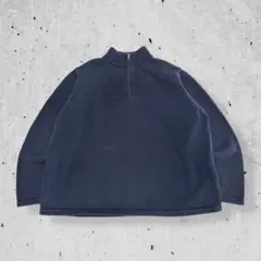 LLbeanエルエルビーンハーフジップニットセーターネイビー紺色コットン肉厚XL