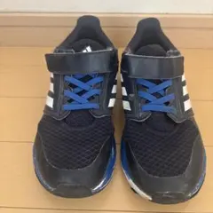 adidas キッズシューズ 黒/青 ベルクロ付き