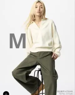 スムースコットンリラックスポロセーター M オフホワイト