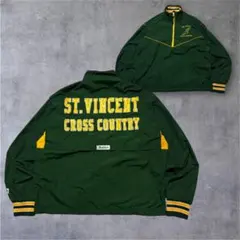 USA製vintage古着ハーフジップ ナイロンジャケット短丈身幅広い極太アーム