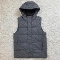 【GU】 メンズ 中綿 フード付きダウンベスト　Lサイズ グレー