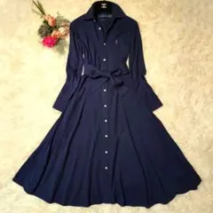 【美品✨️】QRタグ ポロ　ラルフローレン　Aライン　シャツワンピース　鹿の子