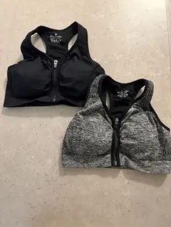 スポーツブラ 2点セット（黒・グレー）
