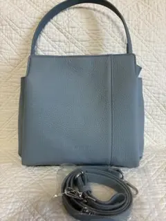 【美品】バルコスレザー 2way ハンドバッグ ライトブルー ショルダー付きのサムネイル