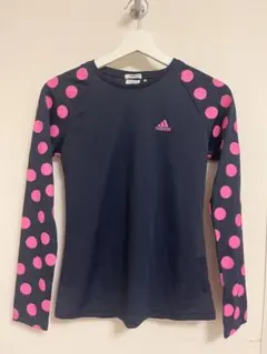 adidas CLIMALITE UVケア 長袖S ネイビー/ピンクドット
