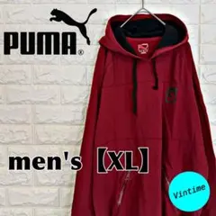 V939【puma】プリントロゴパーカー【メンズXL】ボルドー