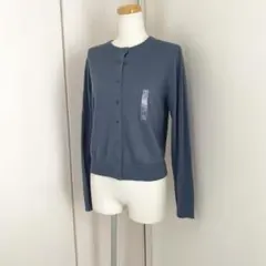 新品　UNIQLO ユニクロ　ブルーグレー　メリノクルーネックカーディガン　S
