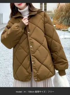 スタンドカラーキルティング中綿コート リブハイネック ブルゾン 中綿コート