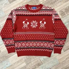 Disney ディズニー 総柄 ニット セーター 赤 M L