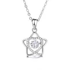 ハートスターネックレス シルバー サージカルステンレス 可愛い 豪華 お洒落