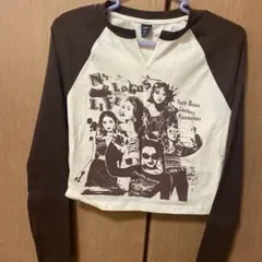 長袖Tシャツ アイボリー/ブラウン