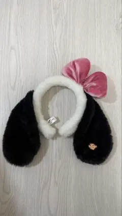 ウサギ耳カチューシャ ピンクリボン付き