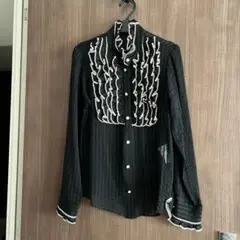 De bon coerレディース黒い刺繍入り長袖ブラウス